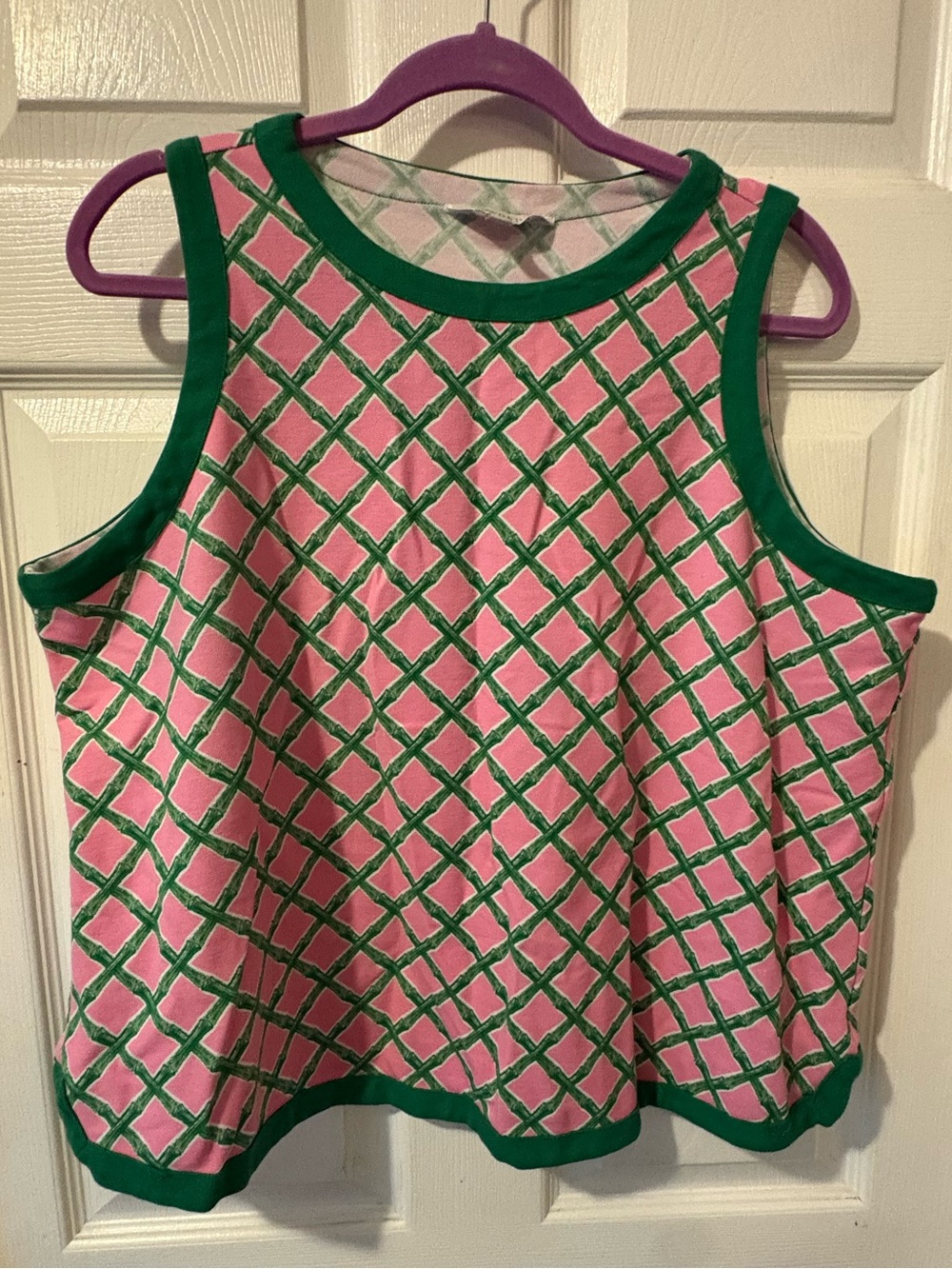 Crown & Ivy Bamboo print sleeveless shirt 💚🩷sz XXL
